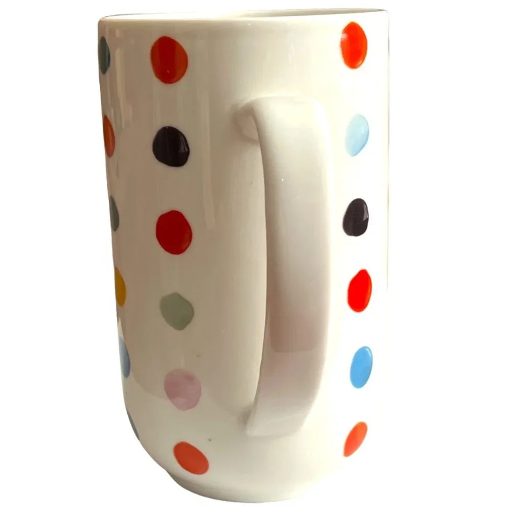 SET of FOUR 4 Oversized Benjamin Moore Ceramic Polka Dot Mugs Cups Large Handled - Picture 5 of 7